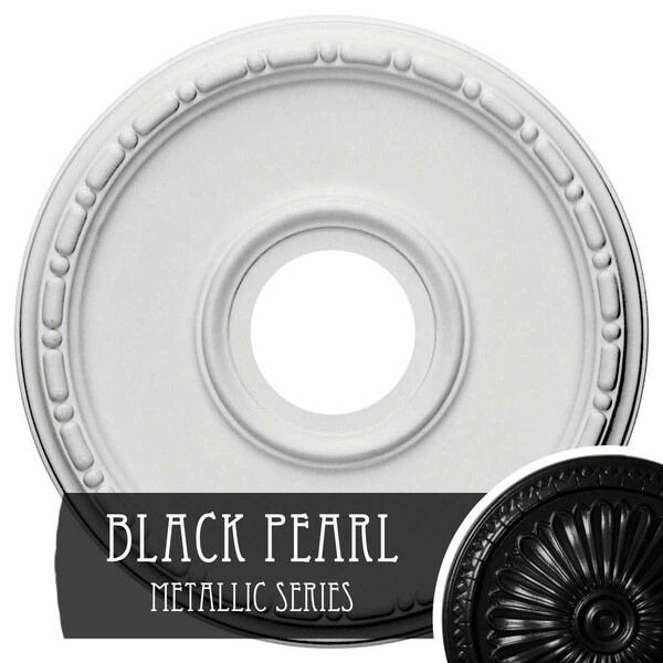 Ekena Millwork Medea Ceiling Medallion (Fits Canopies up to 5 3/8"), 16 1/2"OD x 3 7/8"ID x 1 1/2"P, Black Pearl CM16MEBPS - main